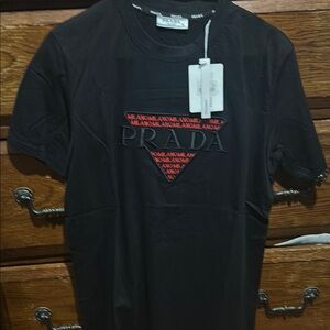 Prada Black T-Shirt with Red Logo